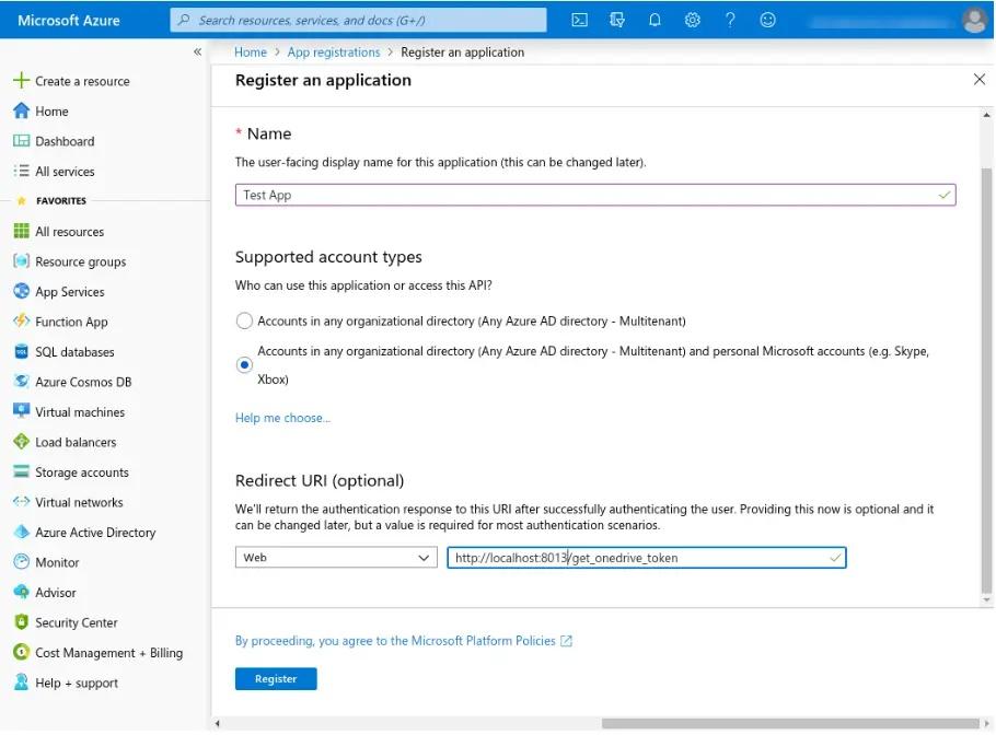 Створення програми у OneDrive